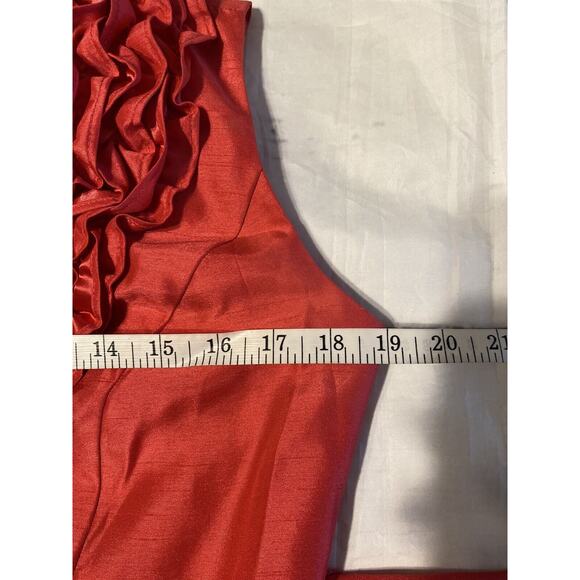 Red Cocktail Valentine Party Dress Size 8 Sleeveless Pleated Skirt Ruffled Neck - Picture 4 of 7